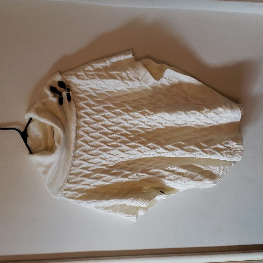 Calvin Klein | White Heavy Knit Poncho | S/M | NWOT